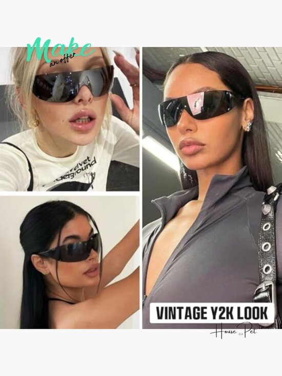 Y2K Wrap Around Sunglasses with Star Pattern UV400 Protection main image 6